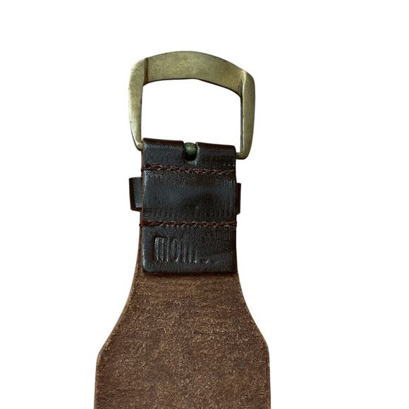 Vintage Wide Brown Leather Belt double - Picture 6 of 6